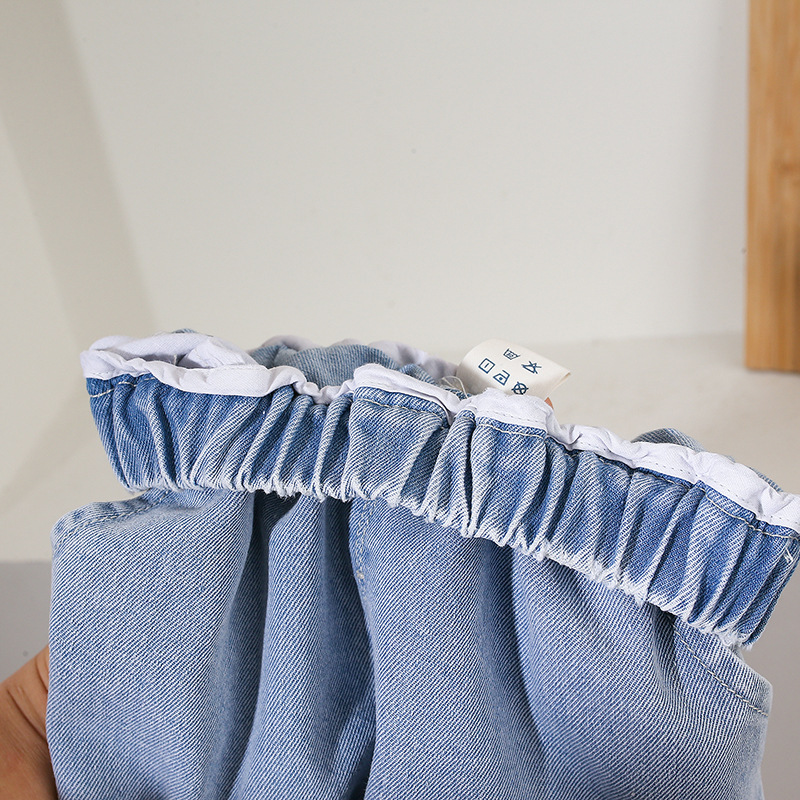 Denim Spaghetti - strap Ruffled Top Embroidery and Denim Culottes Set