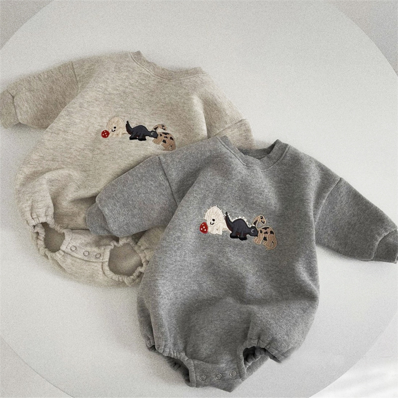 Baby Boy/Girl Cute Dinosaurs Pattern Long Sleeve Bodysuit-kissminis