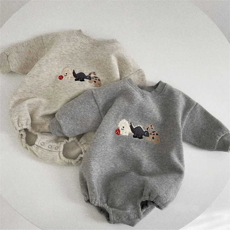 Baby Boy/Girl Cute Dinosaurs Pattern Long Sleeve Bodysuit-kissminis