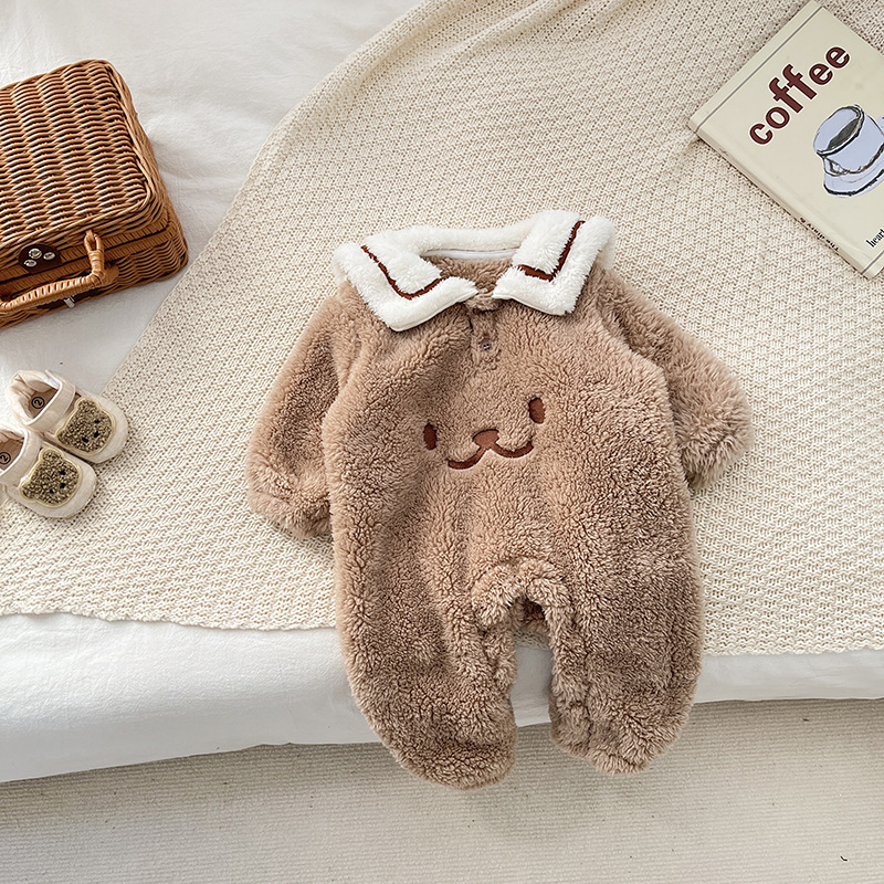 Baby Toddler Boy/Girl Cute Bear Design Winter Thicken Fluff Long Sleeve Romper-kissminis