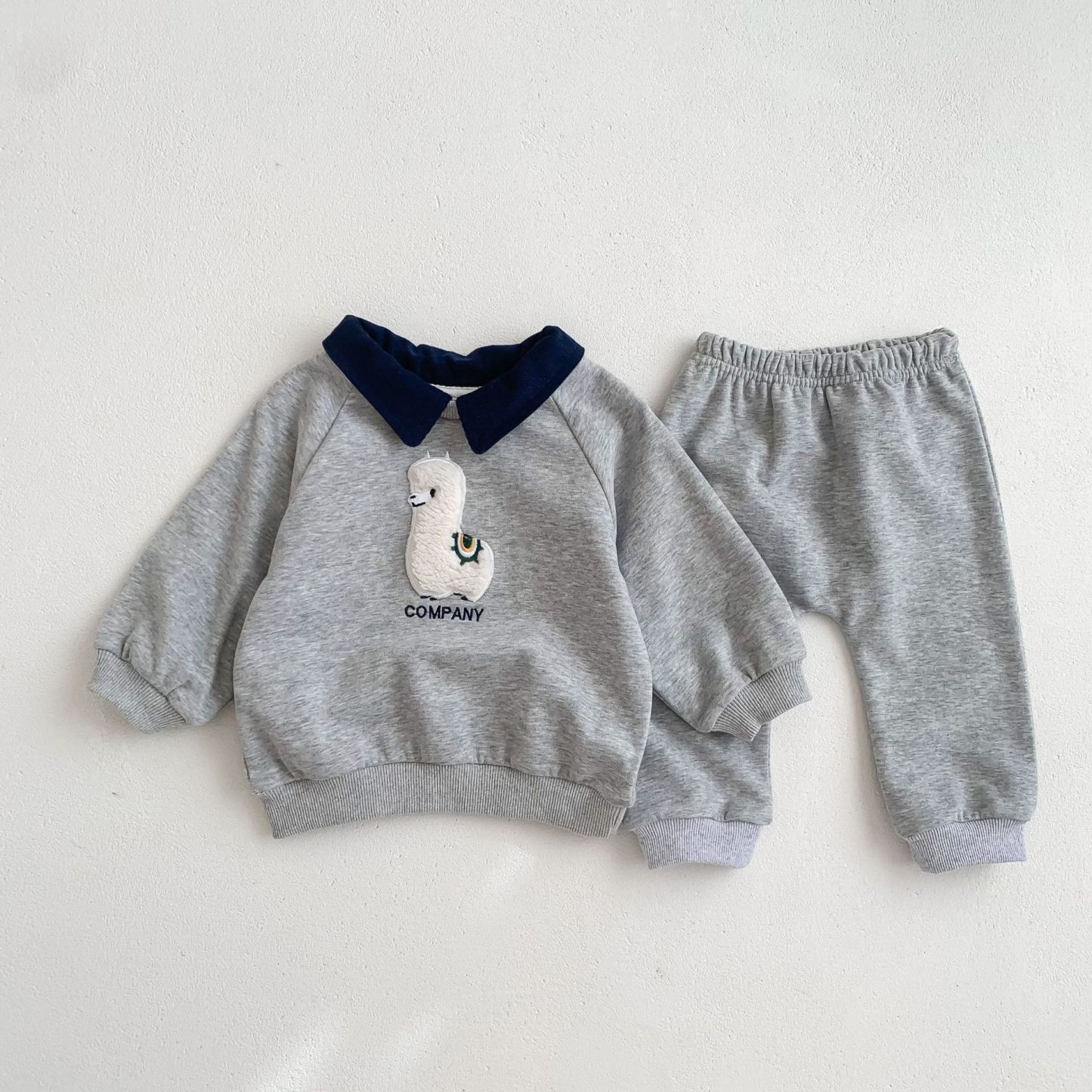 2pcs Baby Boy/Girl Cute Alpaca Graphic Long Sleeve Sweatshirt with Pants Set-kissminis