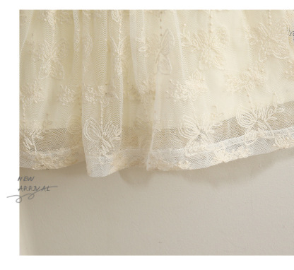 White Sleeveless Lace Adorned Top and Blue Denim 2PCS Shorts Set