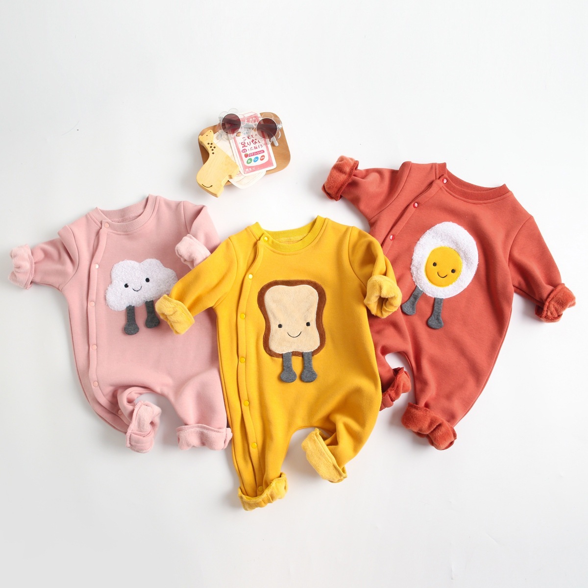 Baby Boy/Girl Cute Cartoon Pattern Single Breasted Long Sleeve Romper-kissminis