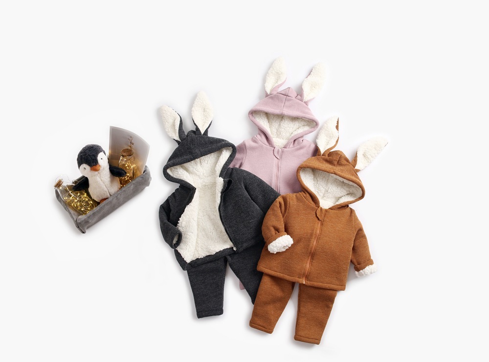 2pcs Toddler Boy/Girl Rabbit Ears Design Solid Color Long Sleeve Sweatshirt and Pants Set-kissminis