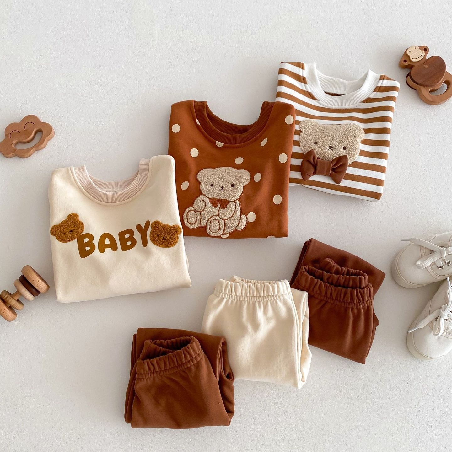 2pcs Baby Boy/Girl Bear Sweatshirt and Pant Set-kissminis