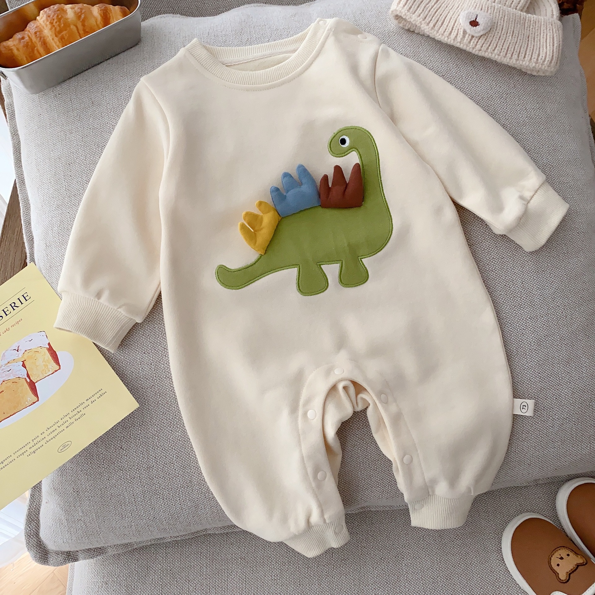 Newborn Baby Boy/Girl Cute Dinosaur Pattern Long Sleeve Romper-kissminis