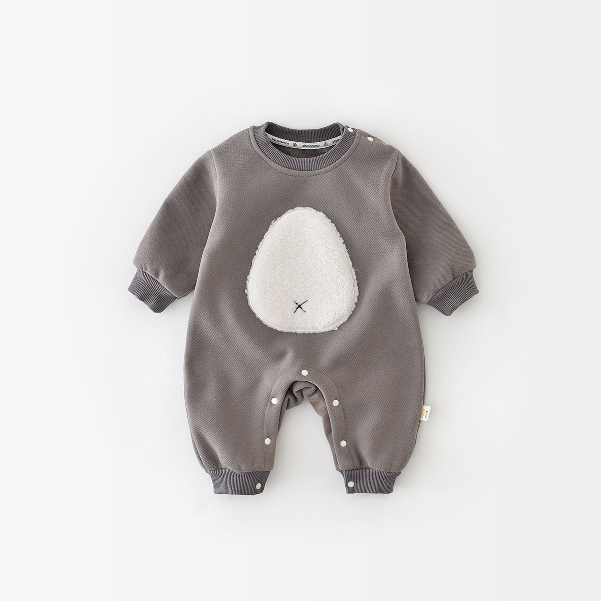 Winter Fleece Baby Solid Color Romper-kissminis