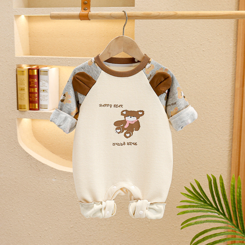 Baby Boy/Girl Bear Pattern and Ears Design Romper-kissminis
