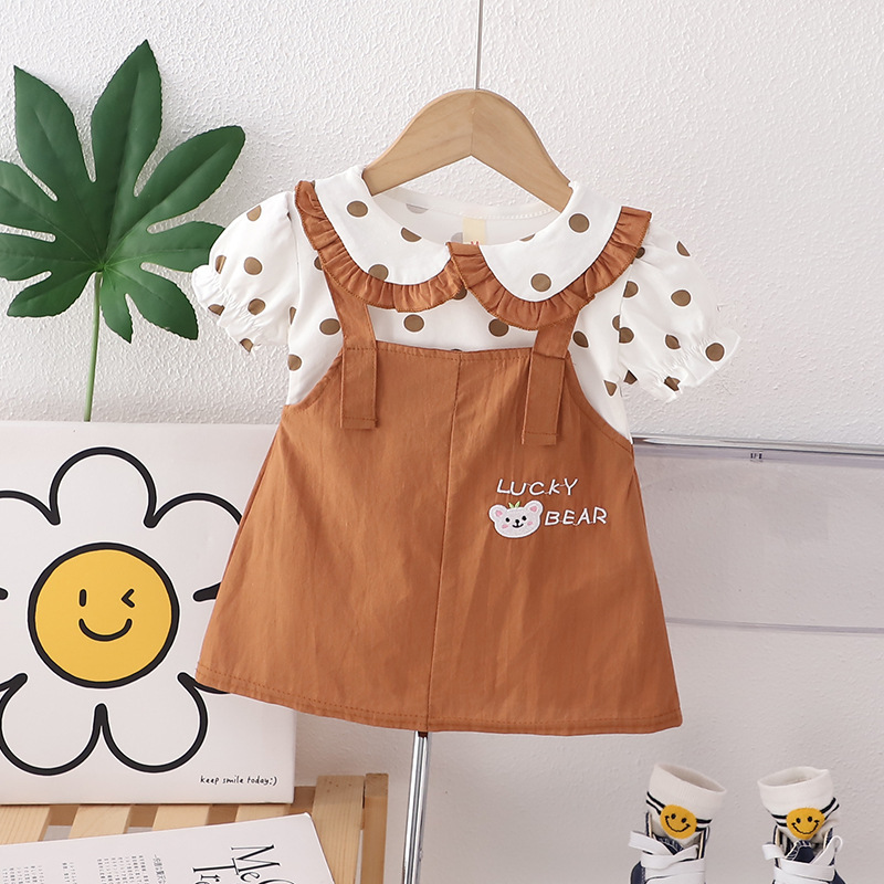 Baby/Toddler Girl Round Dot Short Sleeve Dress-kissminis