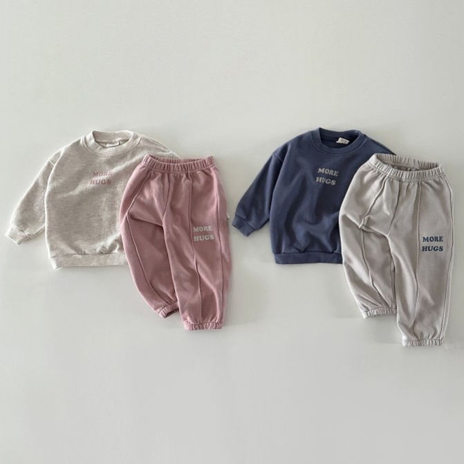 2pcs Baby Solid Color 'MORE HUGS' Sweatshirt and Pants Set-kissminis