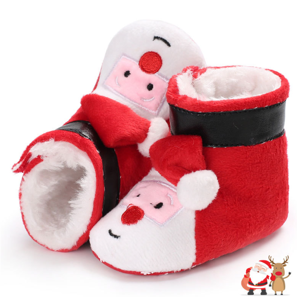 Baby Winter Thicken Christmas Style Fluff Shoes-kissminis