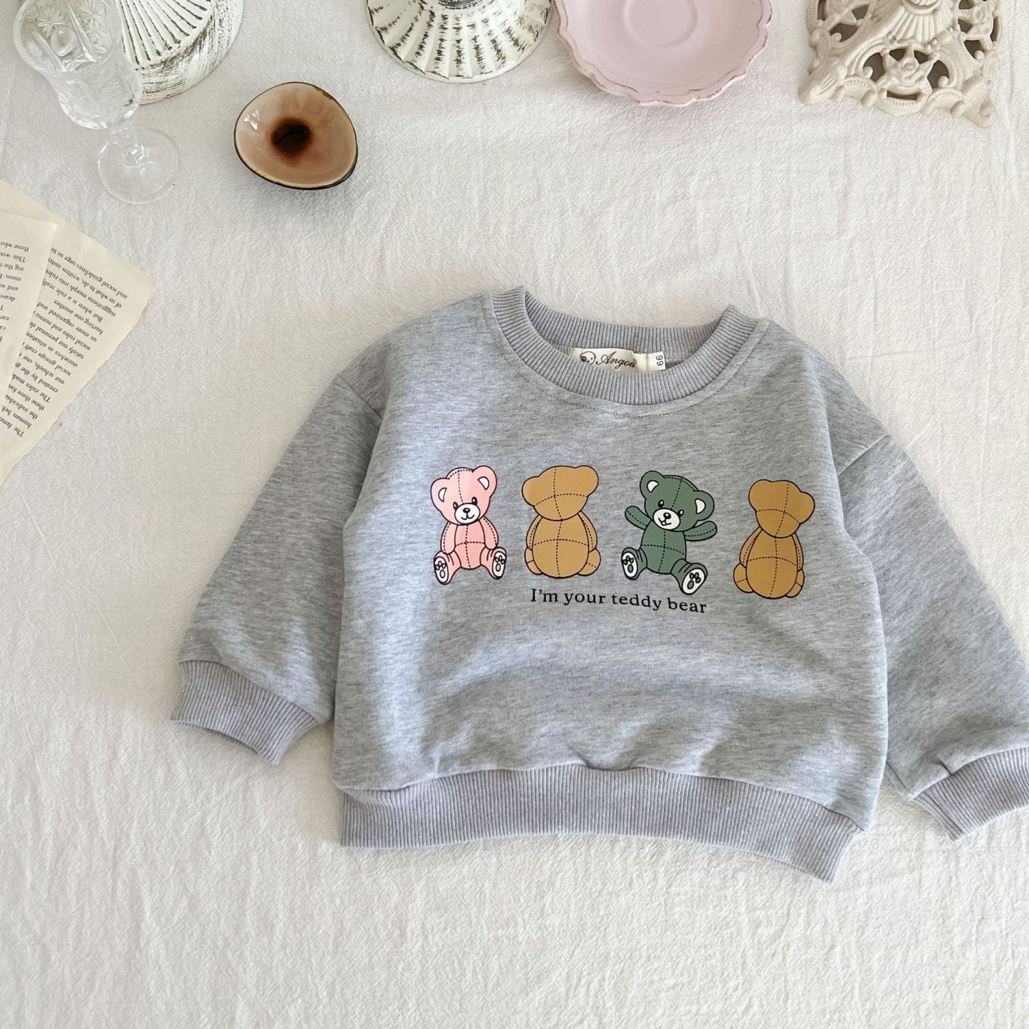 Baby Bear and Letter Pattern Sweatshirt-kissminis