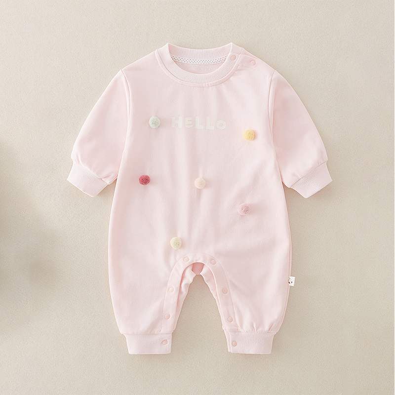 Colorful Fur Ball"HELLO" Letter Printing Romper-kissminis