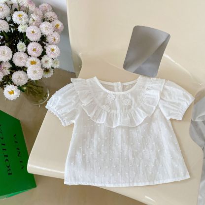 Baby Toddler Girl Solid Color Short Sleeve T-shirt/Floral Print Shorts