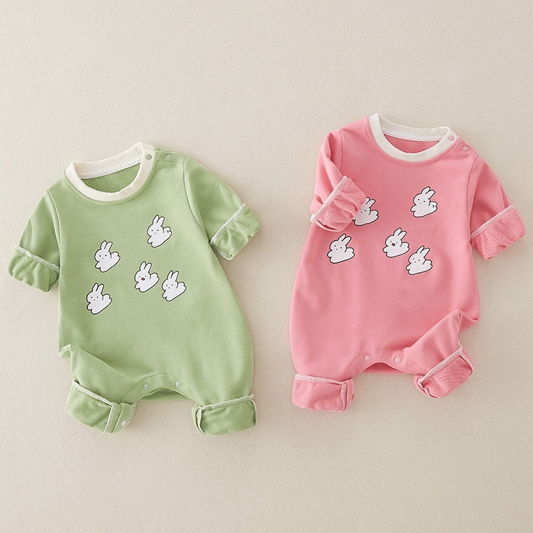 Baby Boy/Girl Smile Rabbit Print Romper-kissminis