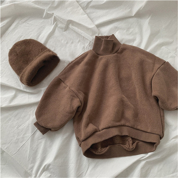 Toddler Boy/Girl Ins Style Solid Color Stand Collar Long Sleeves Sweatshirt-kissminis
