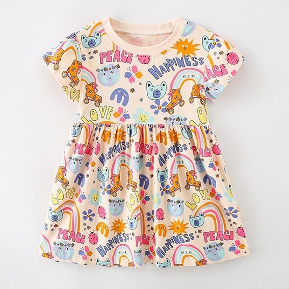 Baby/Toddler Girl Casual Print Short Sleeve Dress-kissminis