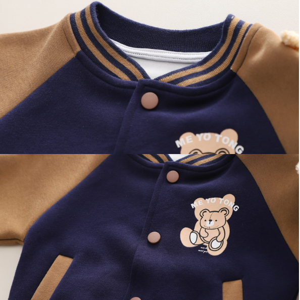 Toddler Boy/Girl Bear Baseball Jersey Three Piece Set-kissminis