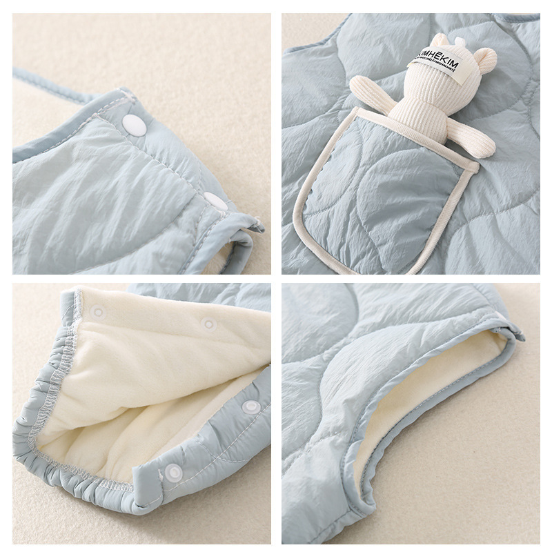 Baby Boy/Girl Winter Warm Thicken Filled with Cotton Overalls Romper with Rabbit Doll-kissminis