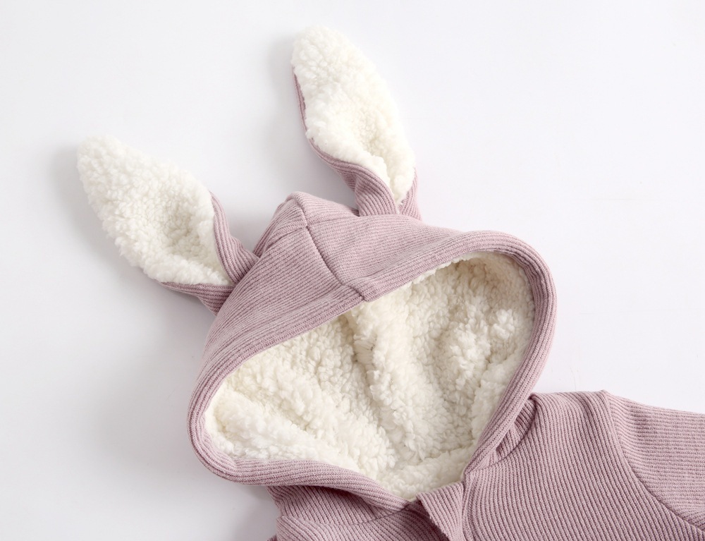 2pcs Toddler Boy/Girl Rabbit Ears Design Solid Color Long Sleeve Sweatshirt and Pants Set-kissminis