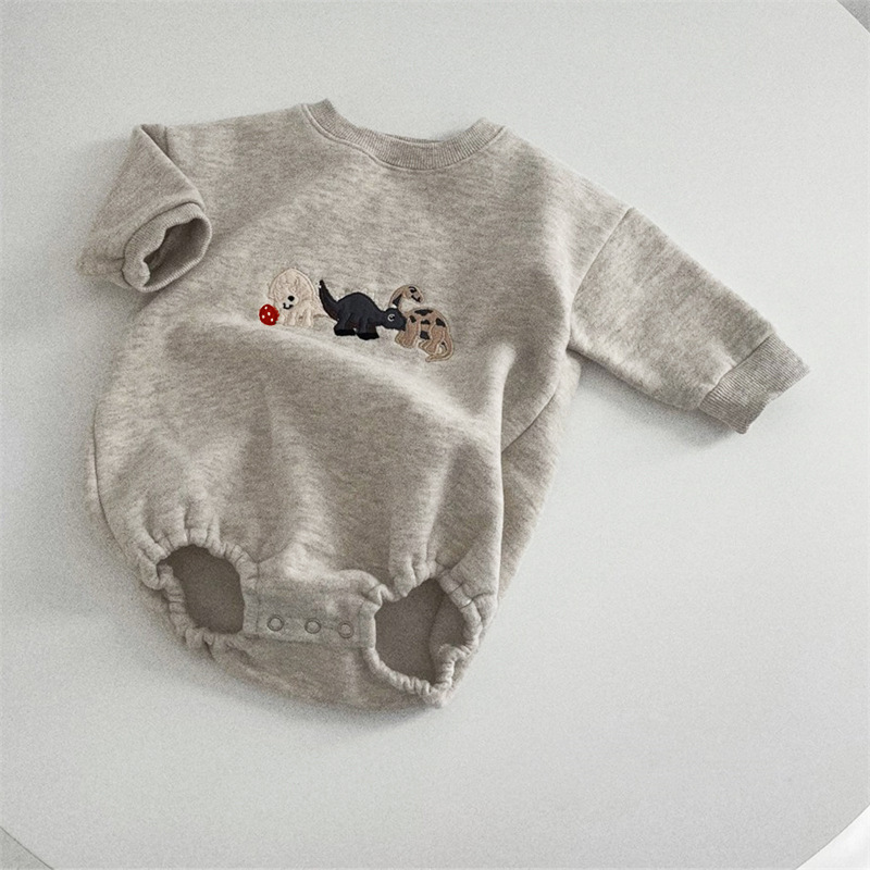 Baby Boy/Girl Cute Dinosaurs Pattern Long Sleeve Bodysuit-kissminis