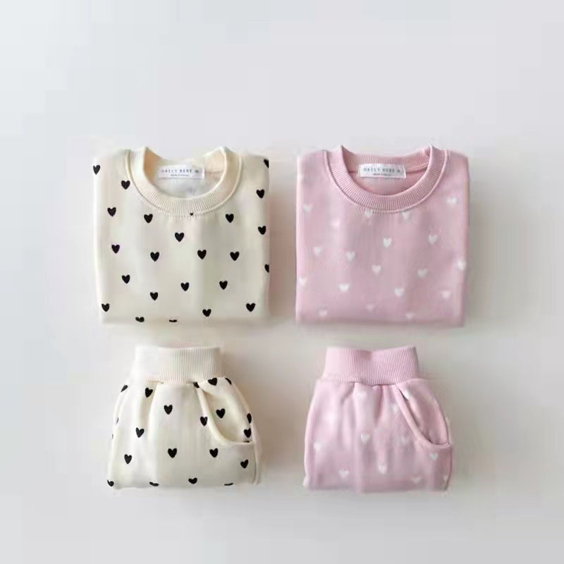 2pcs Baby Boy/Girl Allover Heart Pattern T-shirt and Pants Set-kissminis
