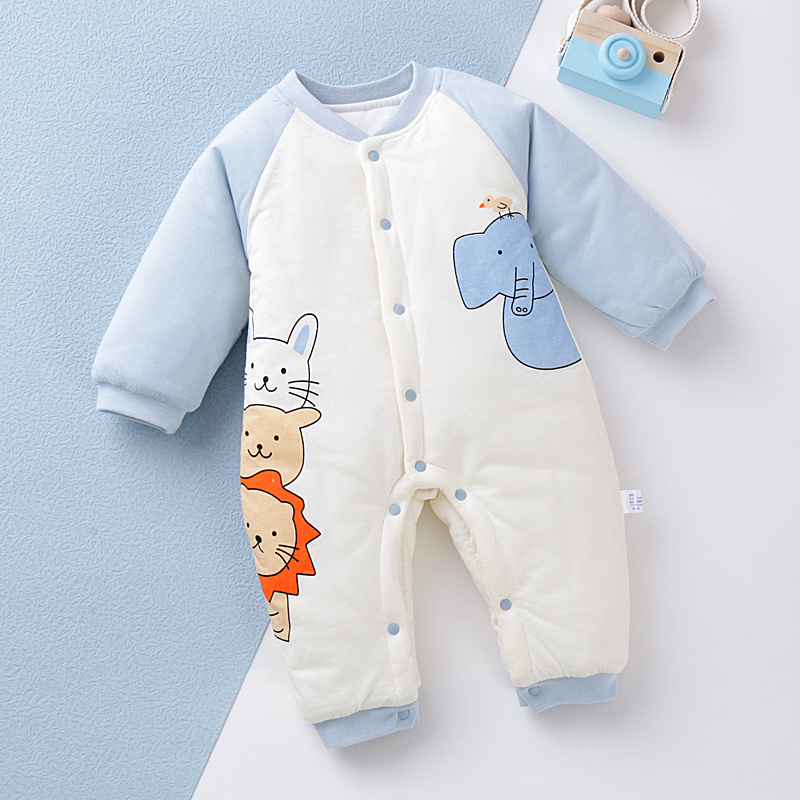 Winter Thicken Baby Boy/Girl Cute Animals Graphic Long Sleeve Romper-kissminis