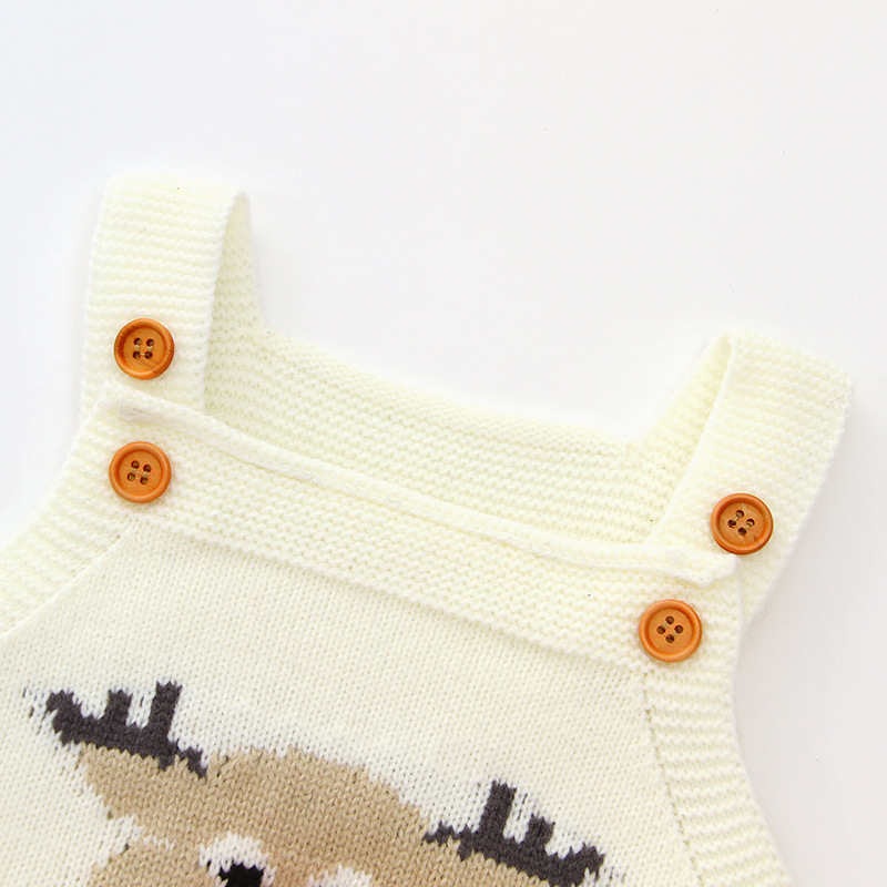 Baby Boy/Girl Christmas Style Elk Pattern Knitted Sleeveless Bodysuit-kissminis