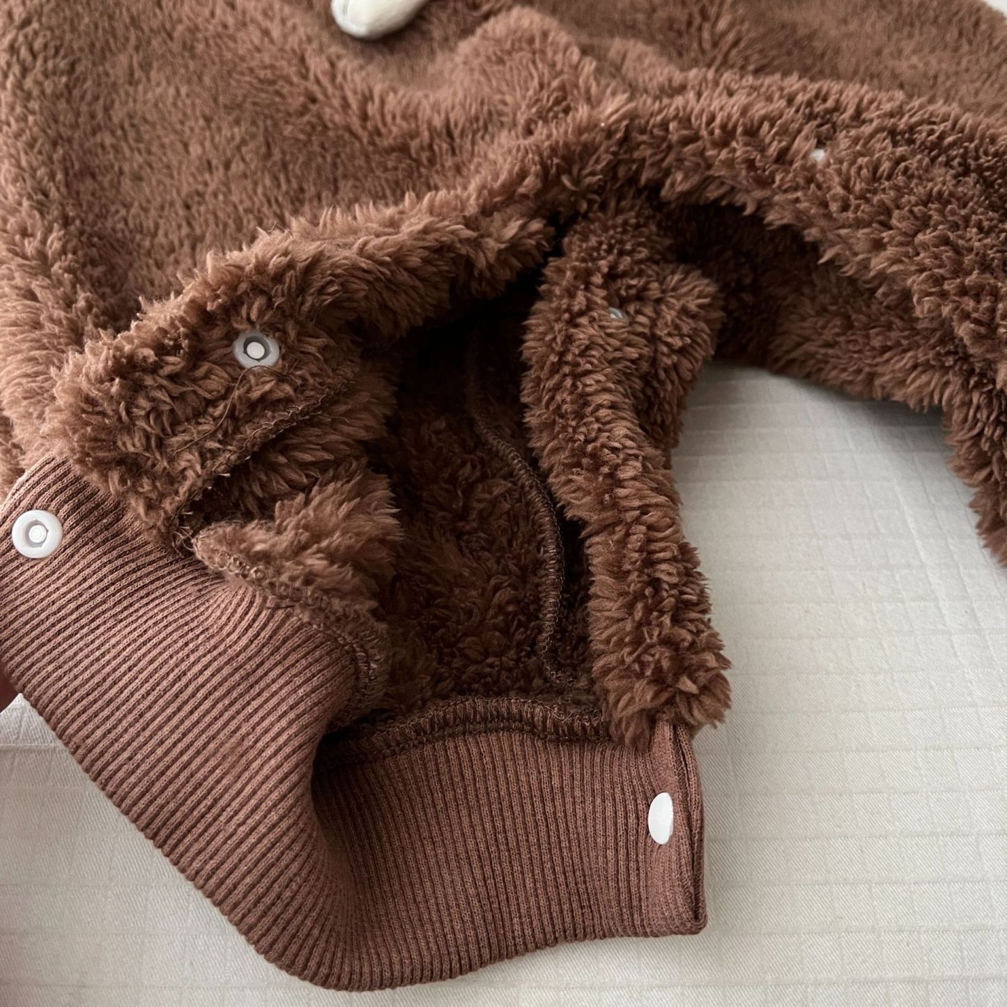 Baby Boy/Girl Ears Design Animal Graphic Solid Color Fleece Long Sleeve Hooded Romper-kissminis