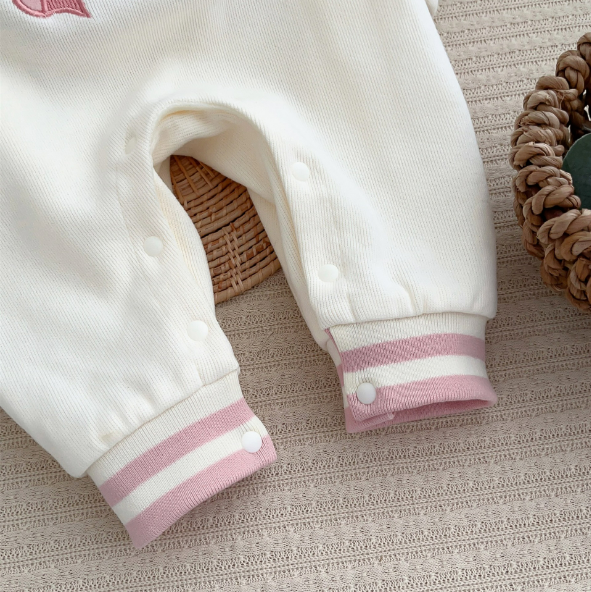 Baby Girl Super Cute Thickened Plush Butterfly Knot Pattern with Long Sleeve Romper-kissminis