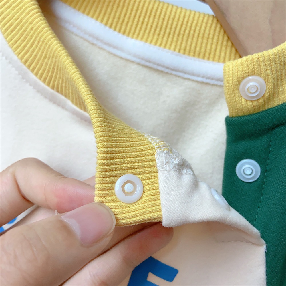 Baby Boy/Girl Bear and Puppy Patch Long Sleeve Romper-kissminis