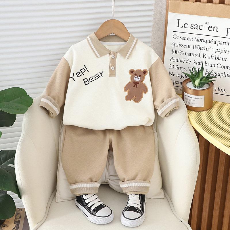 Cute Cartoon Bear Pattern Two Piece Set-kissminis