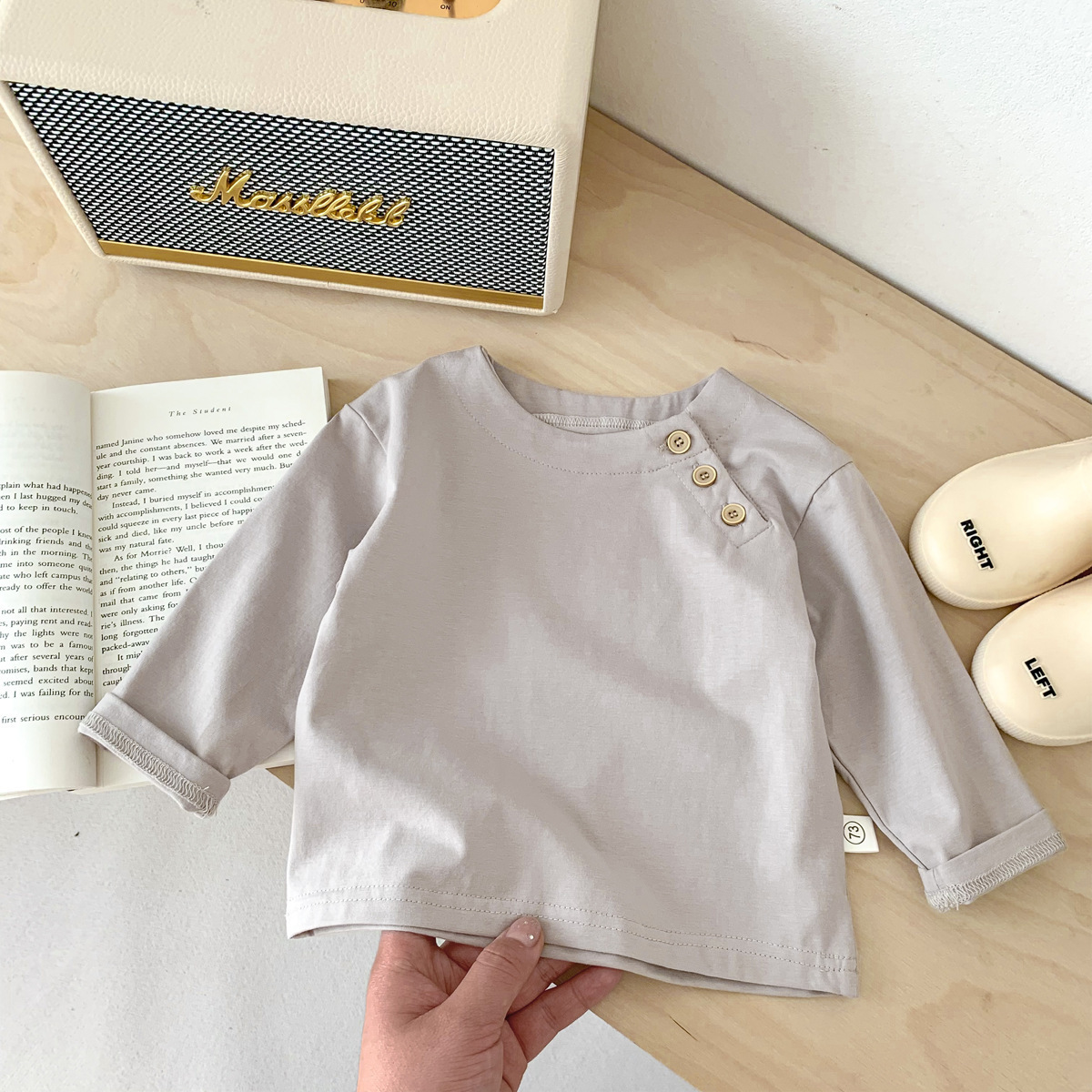Baby Boy/Girl Solid Color Long Sleeve Shirt-kissminis