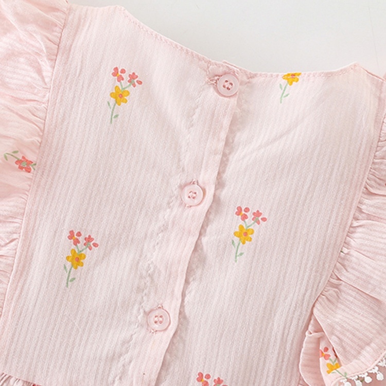 Baby/Toddler Girl Colorful Flower Print Short Sleeve Dress-kissminis