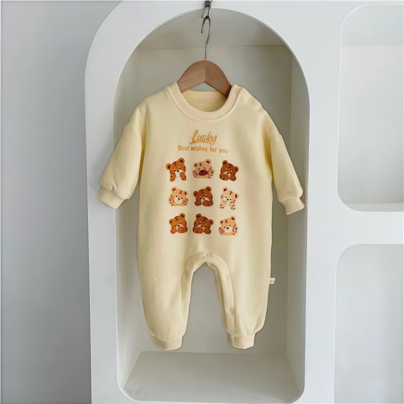 Baby Boy/Girl Cartoon Tiger Print Long Sleeve Pullover Romper/ with Hat Set
