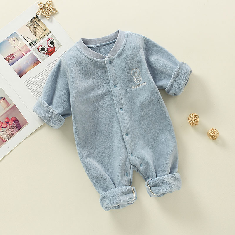Baby Winter Fleece Rabbit Pattern Romper-kissminis