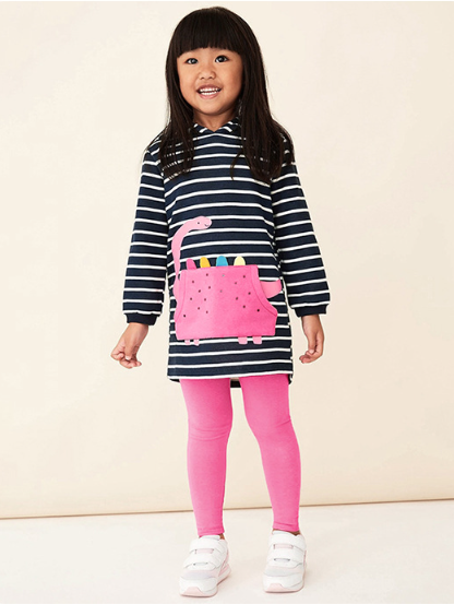 2pcs Baby Toddler Girl Dinosaur Pattern Striped Long Sleeve Sweatshirt and Pants Set-kissminis