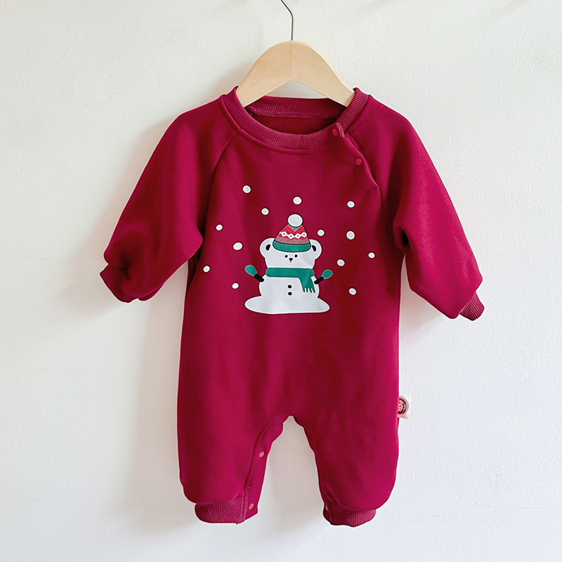 Baby Boy/Girl Cute Christmas Style Single Breasted Long Sleeve Romper-kissminis