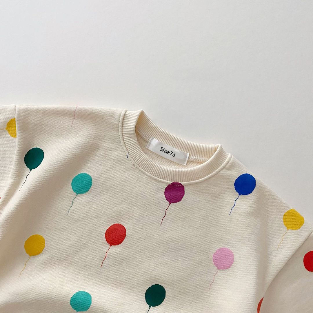 Toddler Boy/Girl Allover Colorful Ballo0n Print Pullover Sweatshirt Set