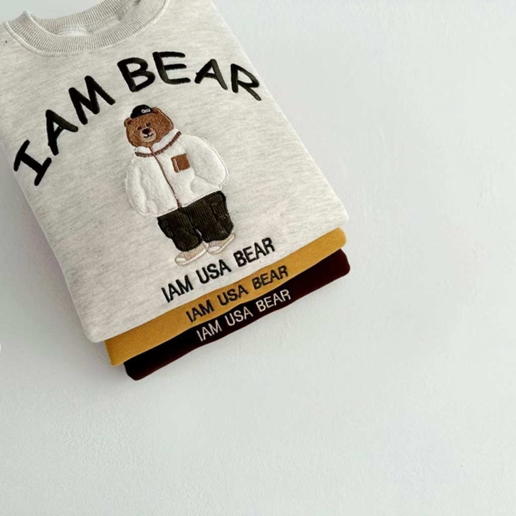 2pcs Baby Boy/Girl "I AM BEAR" and Funny Bear Print Long Sleeves Sweatshirt and Pants Set-kissminis