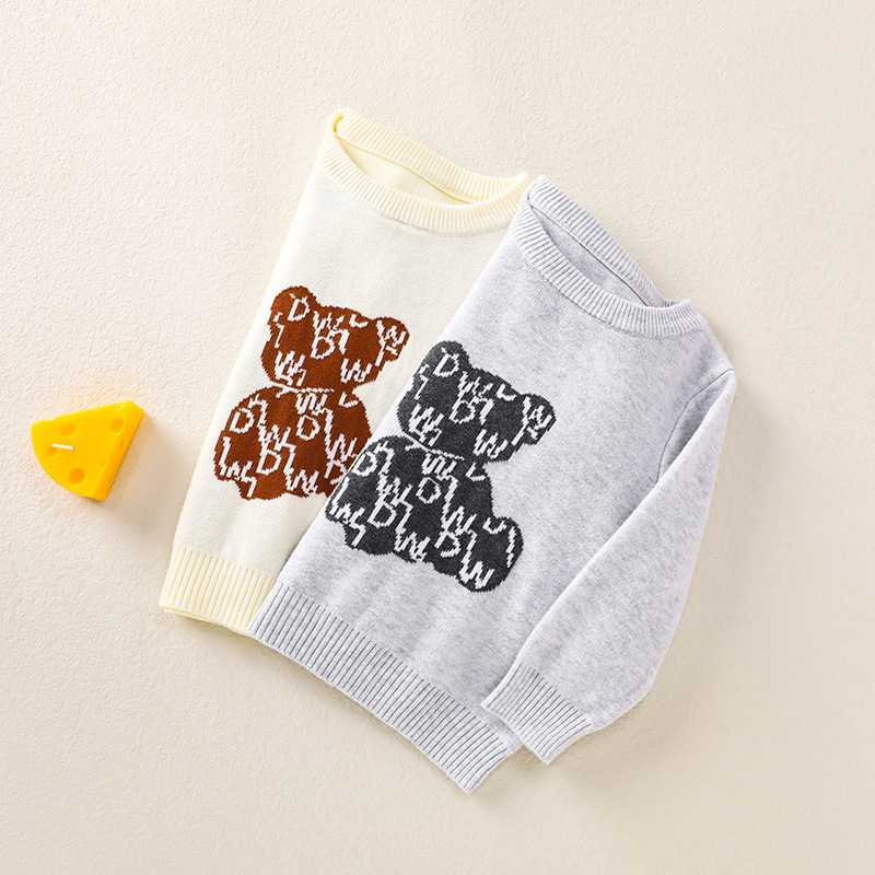 2pcs Baby Boys & Girls Bear Graphic Knit Tops and Pants Set-kissminis