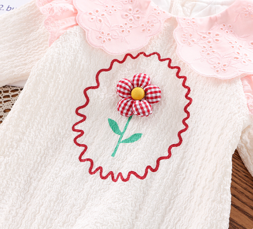 Baby Girl Cute Flower Style and 3D Flower Pattern Long Sleeve Romper-kissminis