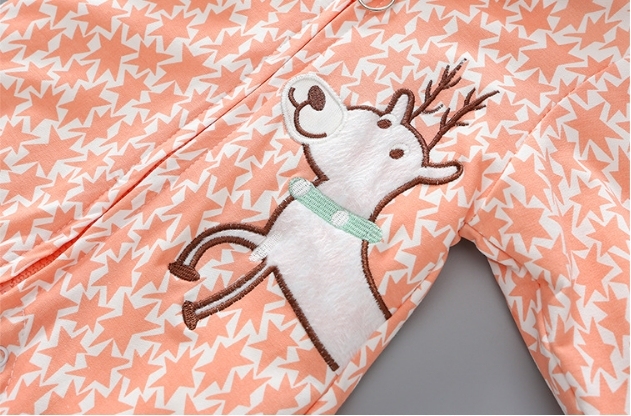 Baby Boy/Girl Allover Star and Elk Pattern Cotton Hooded Romper-kissminis