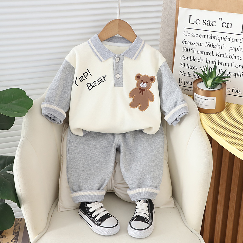 Cute Cartoon Bear Pattern Two Piece Set-kissminis