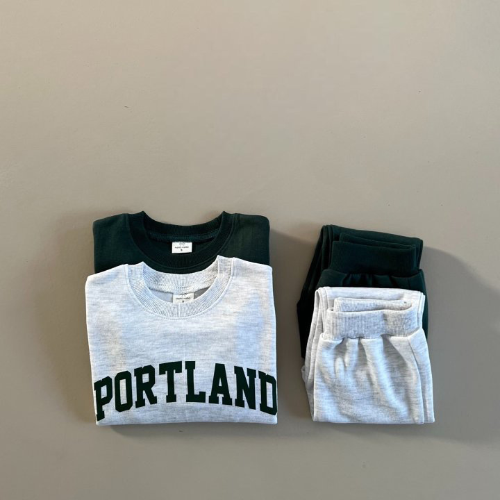2pcs Toddler 'PORTLAND' Crew Neck Sweatshirt and Pants Set-kissminis
