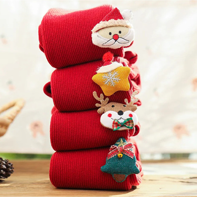 Baby Girl Christmas Style Solid Color Knitted Leggings-kissminis