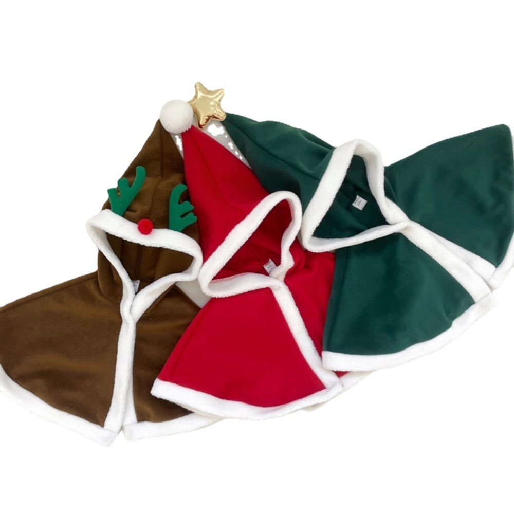 Baby Boy/Girl Winter Christmas Deer Ear Design Thicken Hooded Cloak-kissminis