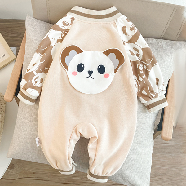 Baby Boy/Girl Allover Cute Panda Pattern Long Sleeve Romper-kissminis