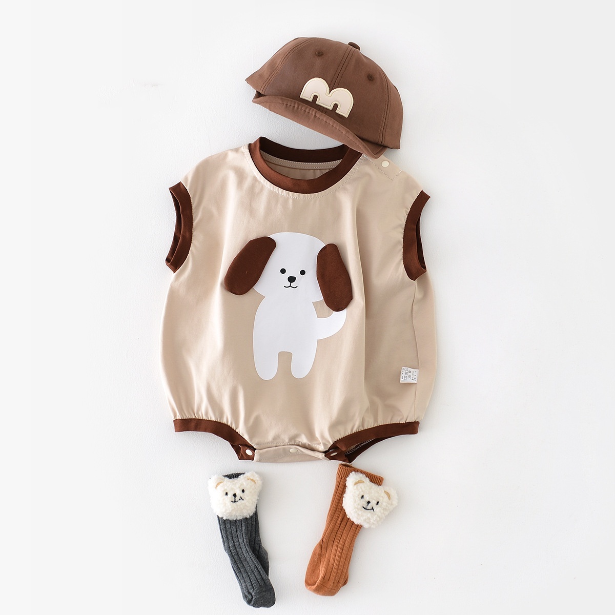 Baby Boy/Girl Puppy Cartoon Bodysuit-kissminis