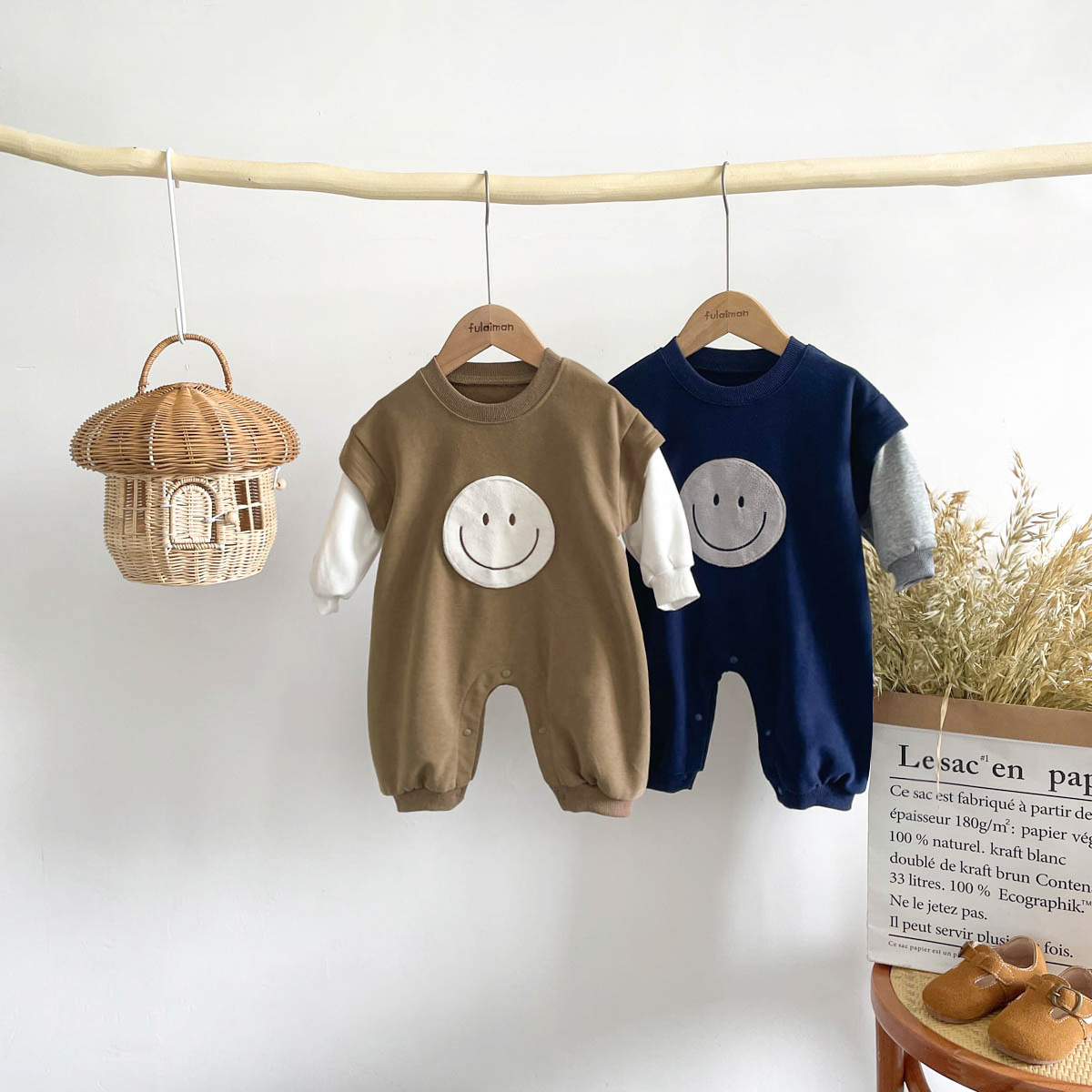 Smiley Face Pattern Simple treasure Romper -kissminis